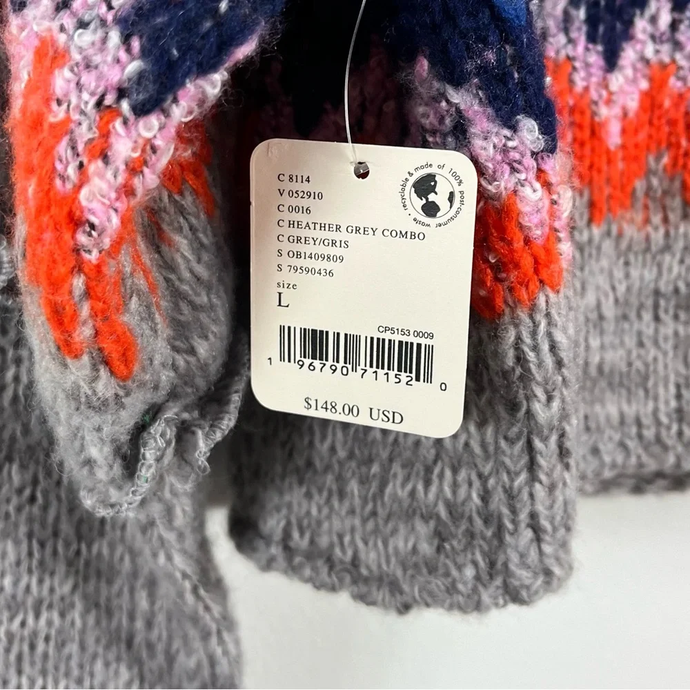 Free People Home For The Holidays Wool Blend Sweater Size Large NWT Gray Combo - Picture 7 of 11